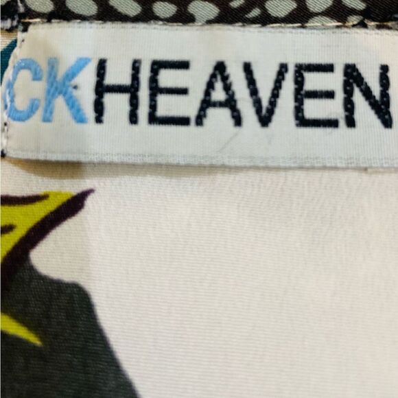 Ck Heaven floral with tan pleated open sleeve top size medium - Picture 15 of 16